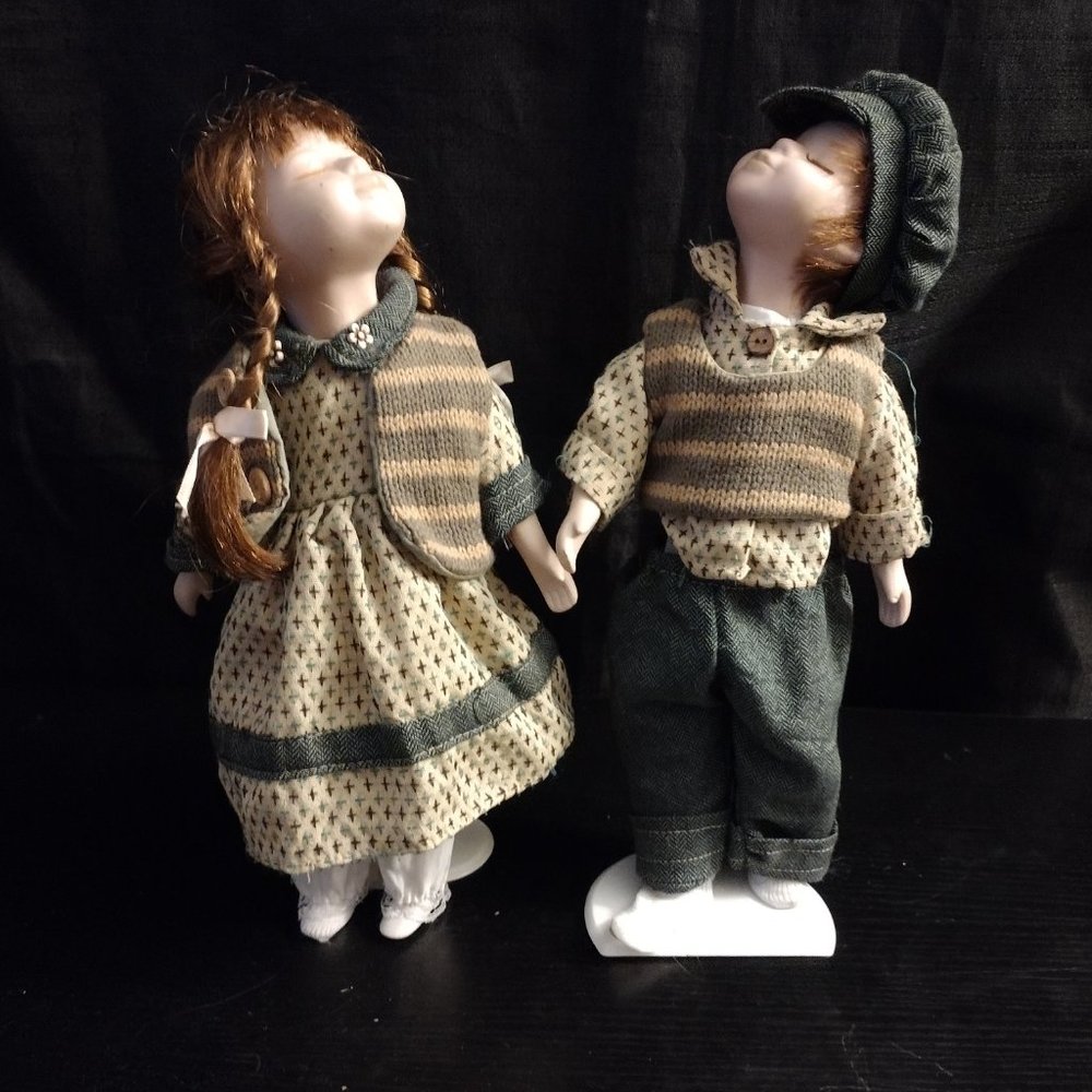Vintage bisque porcelain dolls collectible medium size
